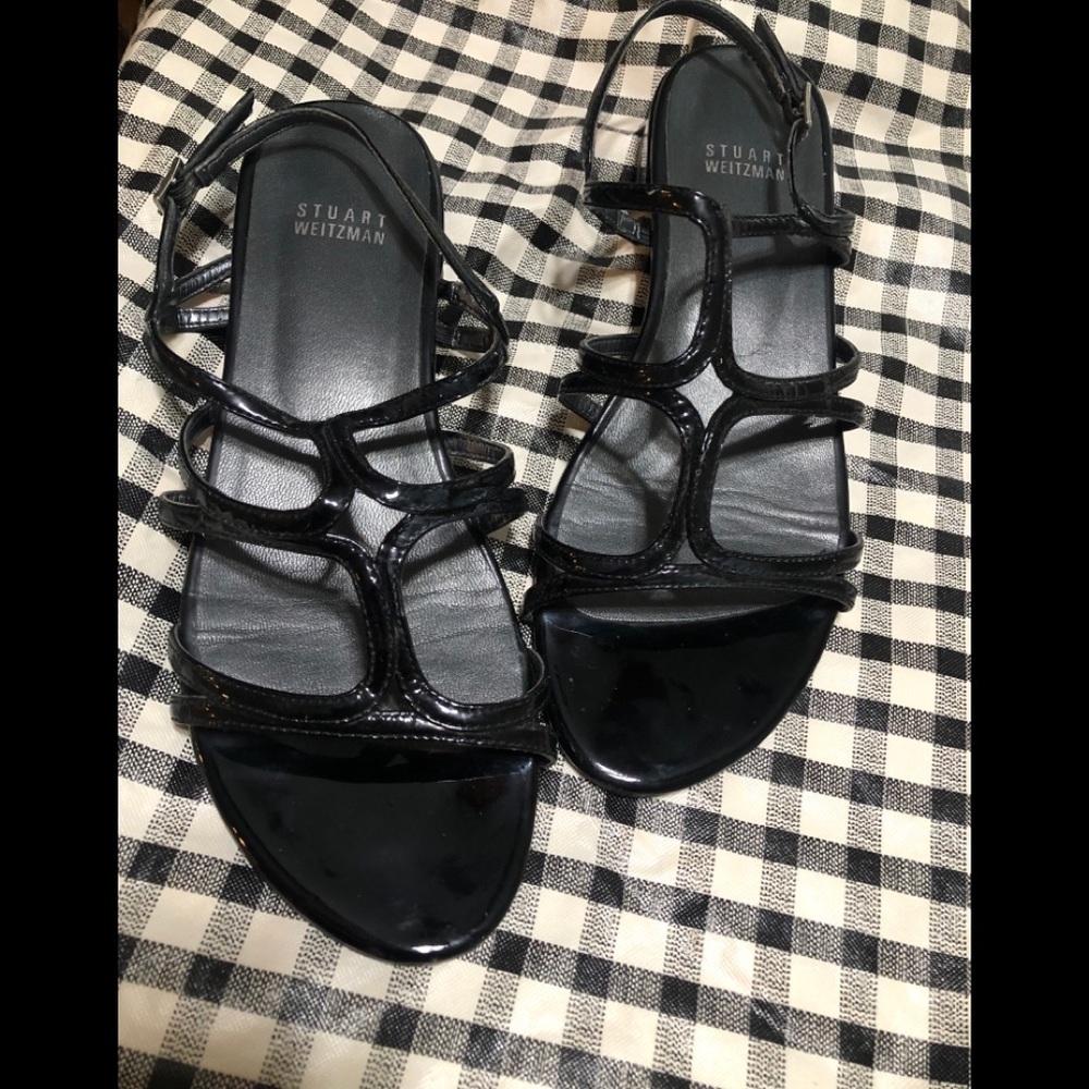 Stuart Weitzman Black Patent leather Sandals 8M